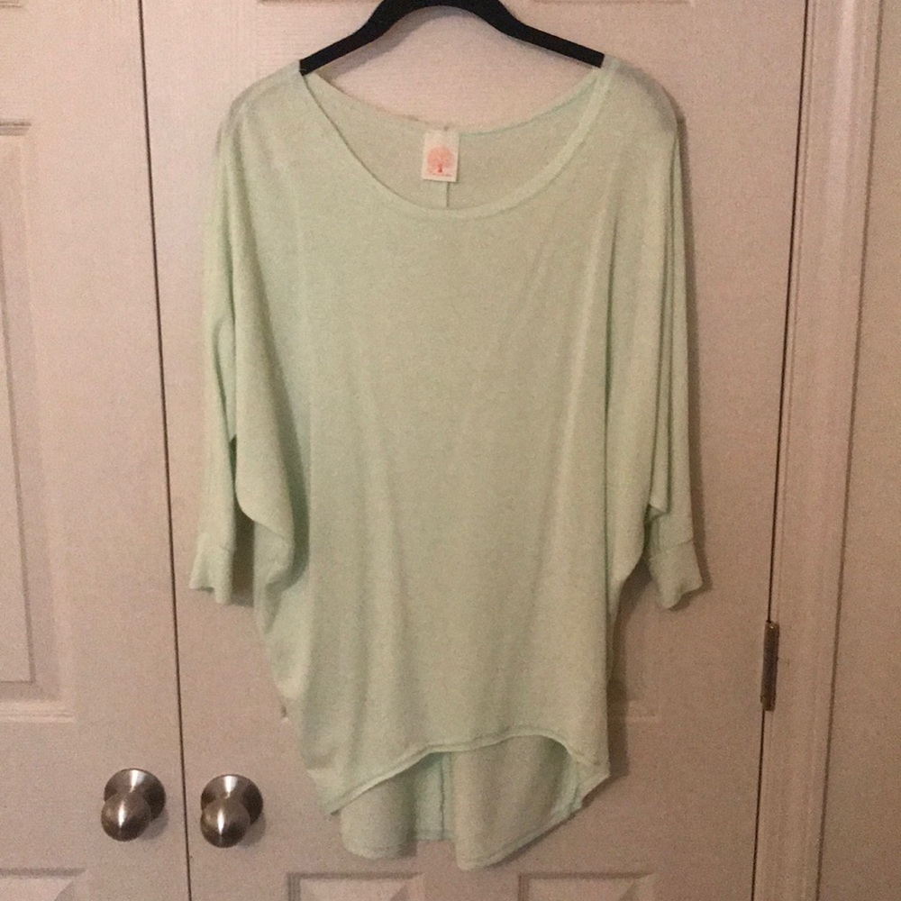 Freeloader knit dolman 3/4 sleeve mint tee sz M
